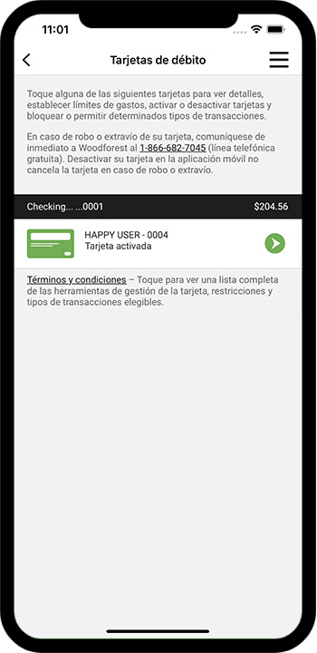 Debit Card Management Spanish