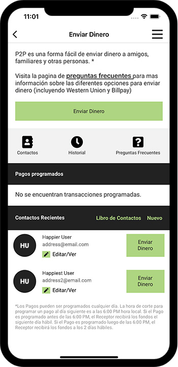Phone Mockup P2P Spanish